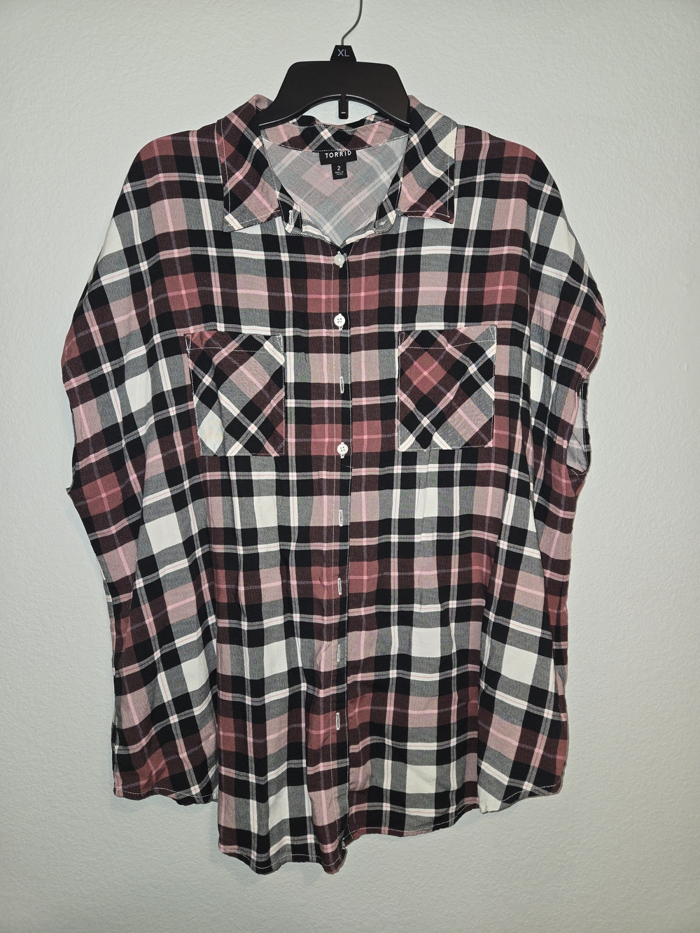 torrid Pink Black White Plaid Button-Down Shirt Y2K